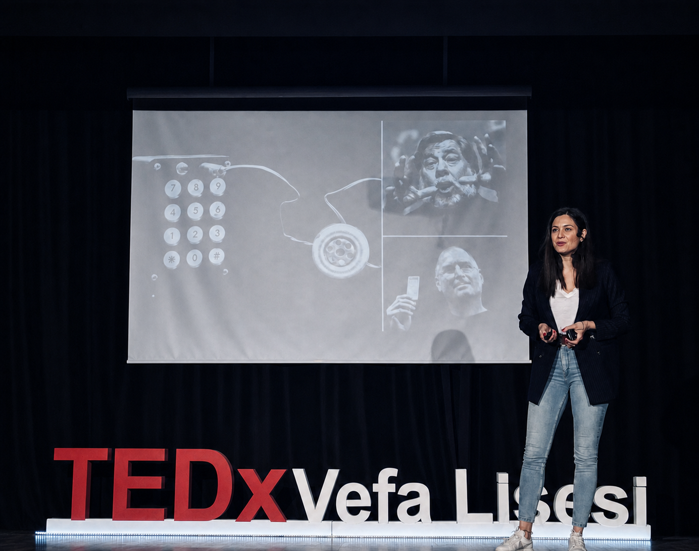 Selen Kartal delivering her TEDxVefaLisesi talk